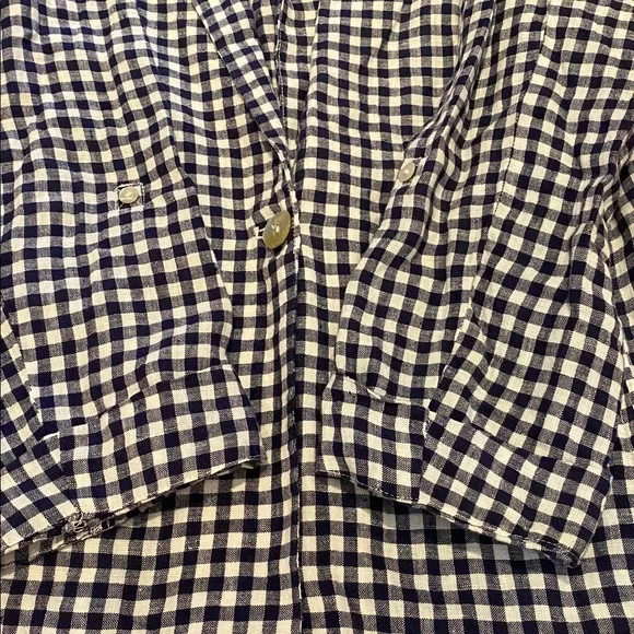 Cynthia Rowley Gingham Linen Jacket Roll
Tab Sleeves Navy White Size LARGE - Picture 5 of 10